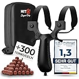 HITX® Zwille Steinschleuder Bundle Set | Super Grip Oberfläche | Slingshot Schleuder mit Gummiband | Einfache Clip-Anbindung | Sportgerät im Bundle...