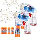 EPCHOO Seifenblasenpistole mit LED Licht und Musik, Seifenblasen Pistole Kinder Bubble Gun mit 4x50ml Seifenblasenflüssigkeit Seifenblasenmaschine...