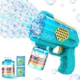 Seifenblasenpistole Kinder Seifenblasenmaschine Seifenblasen Machine: LED Licht Blasen Elektrisch Mit 100 ML Tank Blau Automatische Seifenblasen...